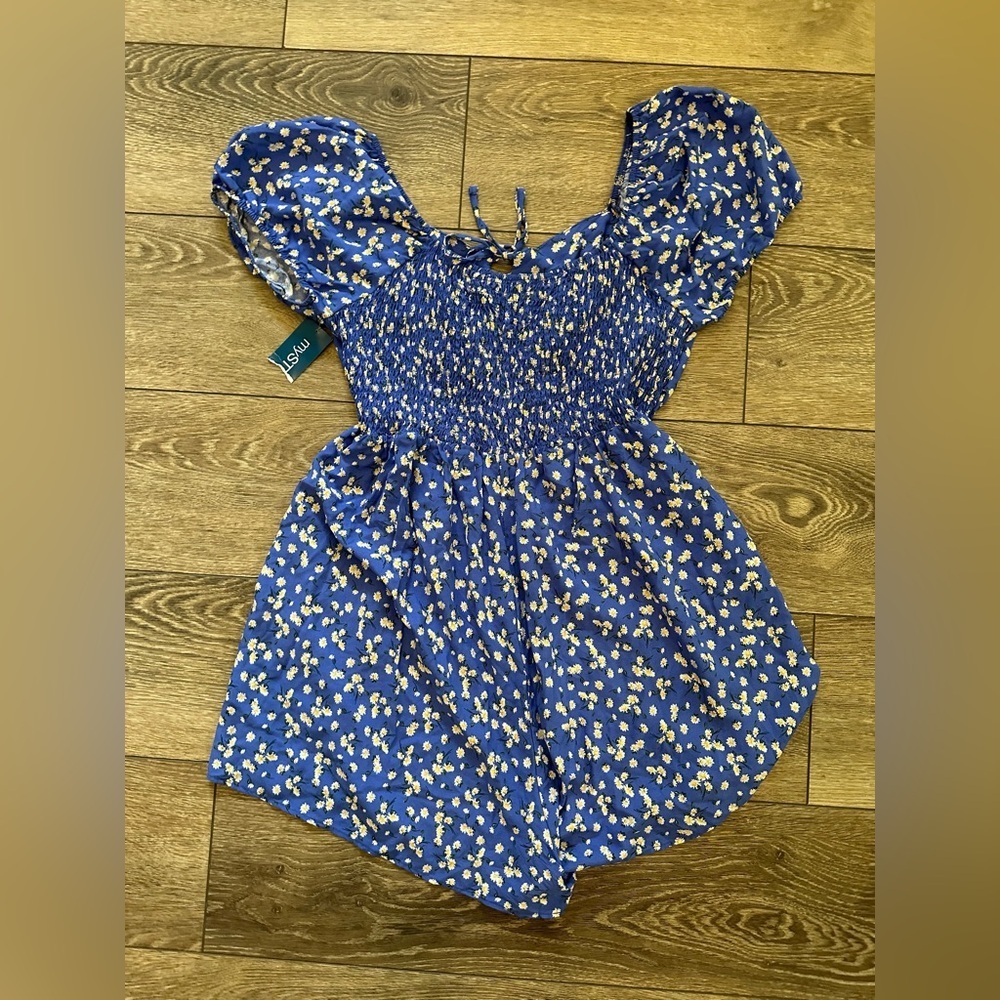 My Style blue floral jumper shorts SZ XL - Picture 4 of 7